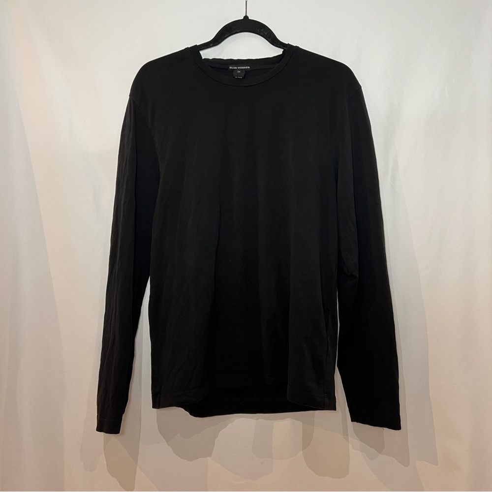 Club Monaco Mens Small Black Long Sleeve Shirt Crewneck Top